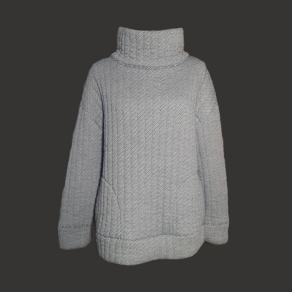 GapFit gWarm Cable-Quilt Turtleneck Black/White Sweatshirt Activewear Sz XS